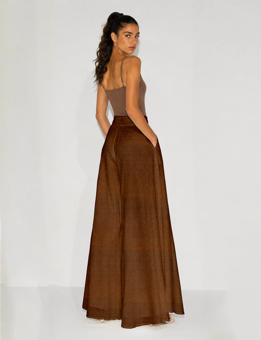Wide Leg Palazzo Trousers - Yellow Tropical