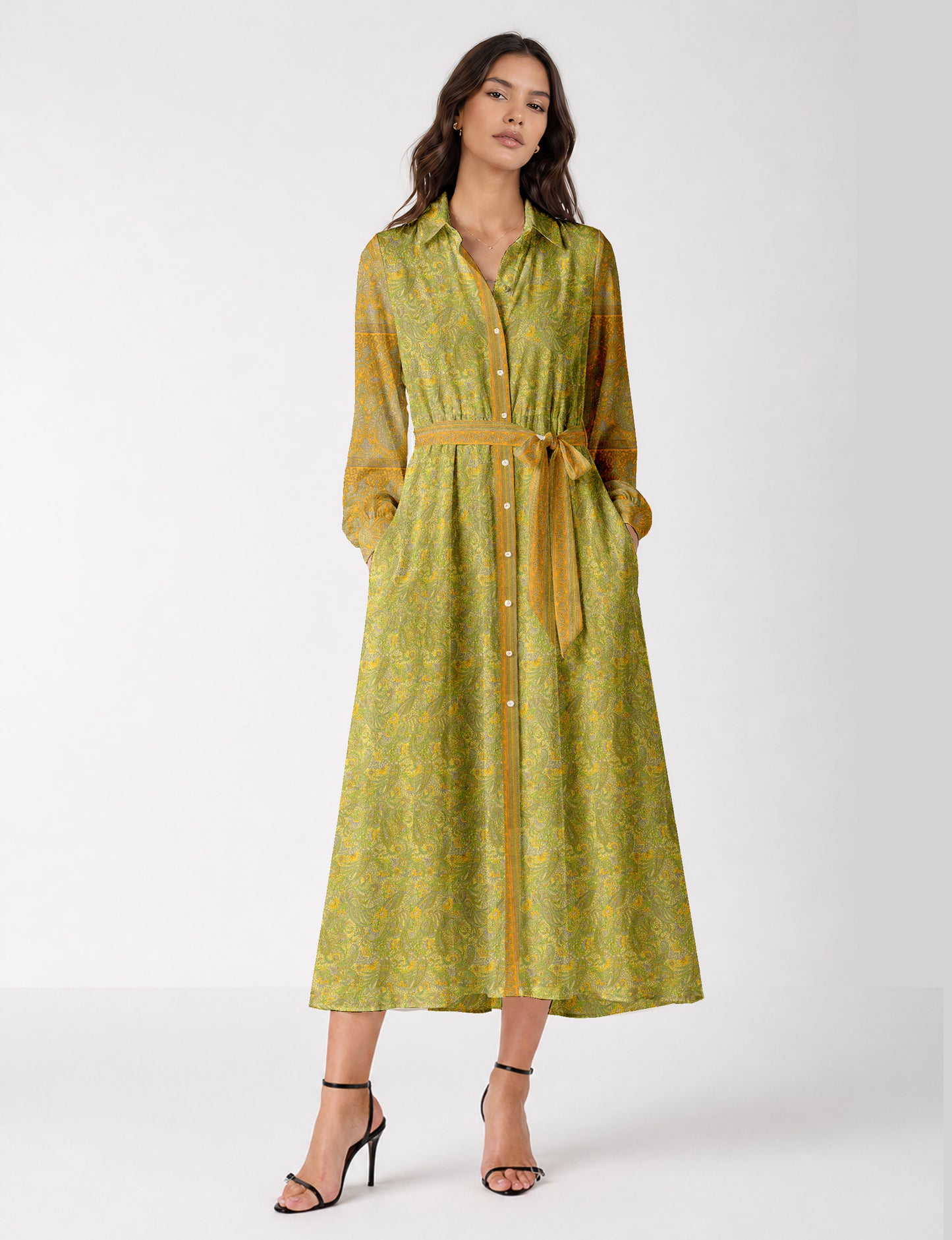 Long shirt dress - Yellow Tropical