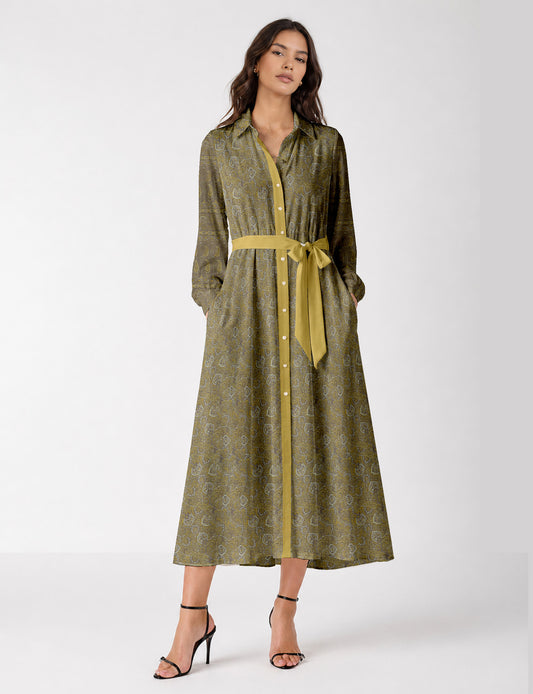 Long shirt dress - Yellow Tropical