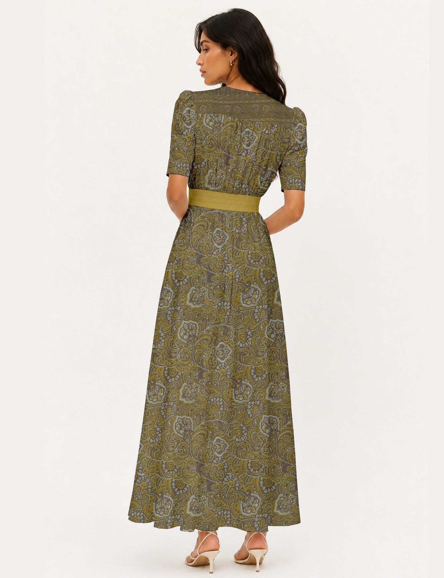 Maxi romantic dress - Yellow Tropical