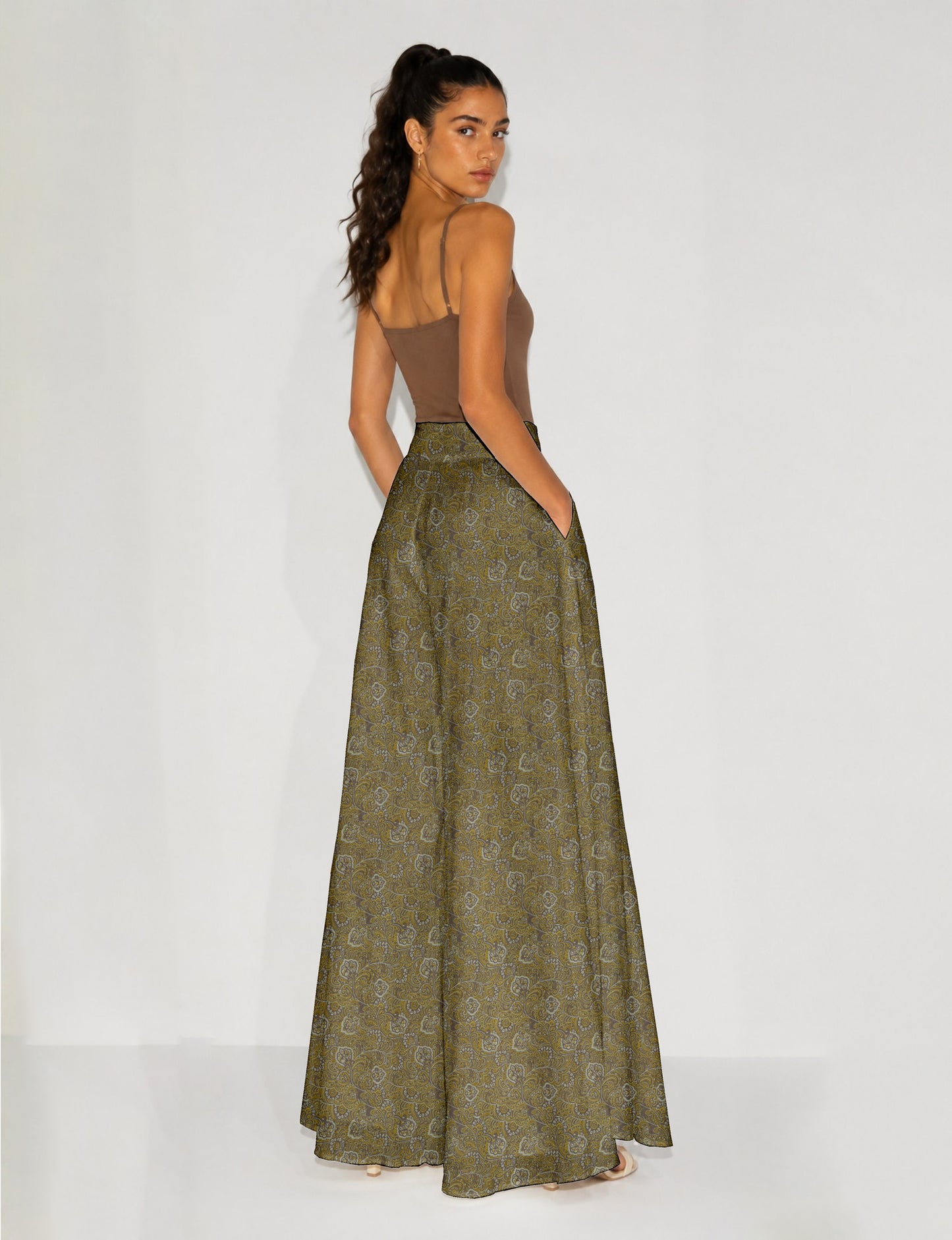 Wide Leg Palazzo Trousers - Yellow Tropical