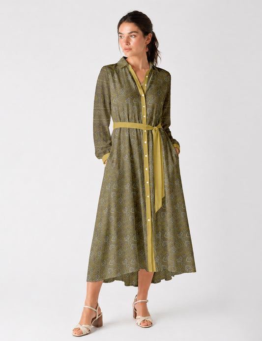 Long shirt dress - Yellow Tropical