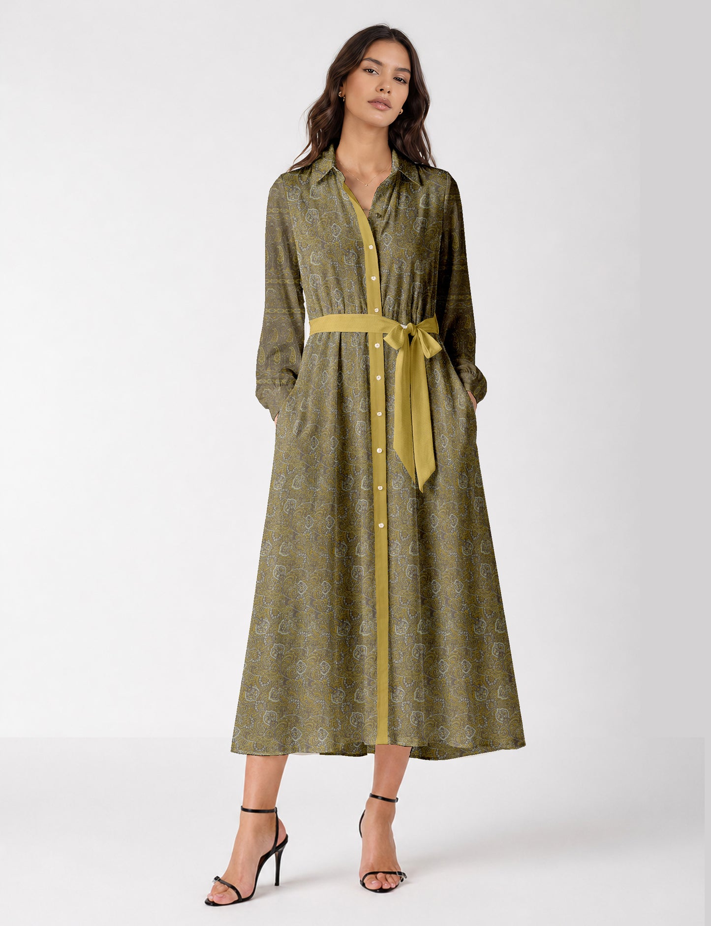 Long shirt dress - Yellow Tropical