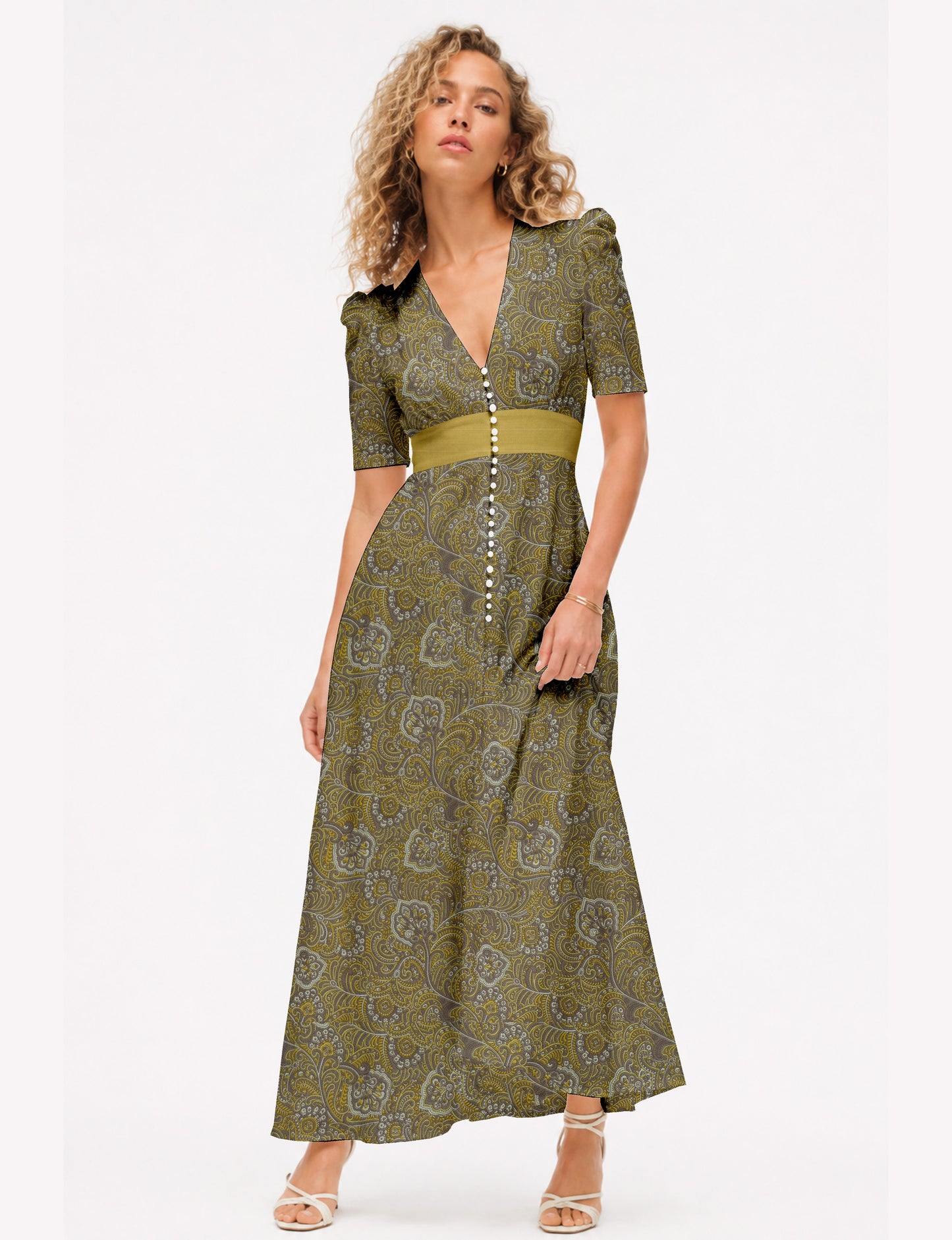 Maxi romantic dress - Yellow Tropical