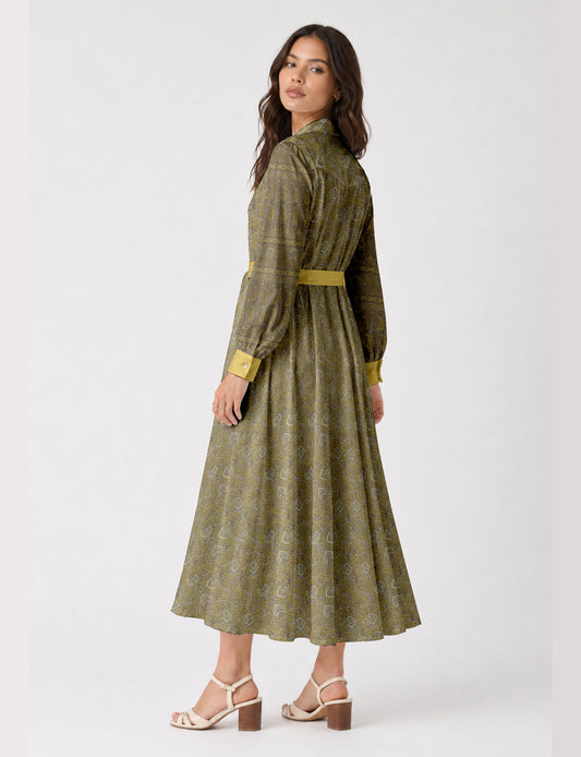 Long shirt dress - Yellow Tropical